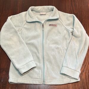 Columbia fleece zip up jacket/sweatshirt in light teal size Small